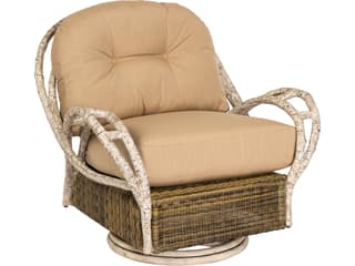 Woodard Whitecraft River Run Wicker Antique Palm Butterfly Swivel Patio Lounge Chair