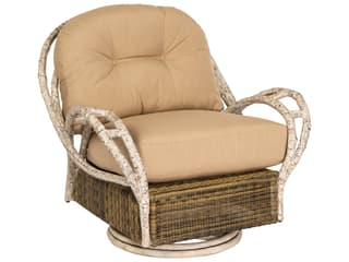 Woodard Whitecraft River Run Wicker Antique Palm Butterfly Swivel Patio Lounge Chair