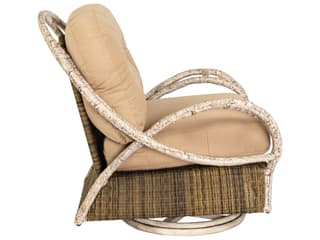 Woodard Whitecraft River Run Wicker Antique Palm Butterfly Swivel Patio Lounge Chair