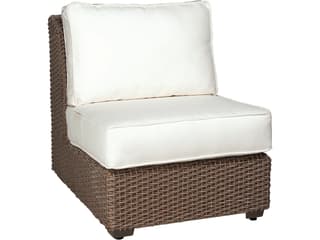 Woodard Whitecraft Augusta Wicker Aged Teak Modular Outdoor Lounge Chair