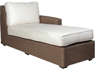 Whitecraft Augusta Wicker Aged Teak Left Arm Patio Chaise Lounge