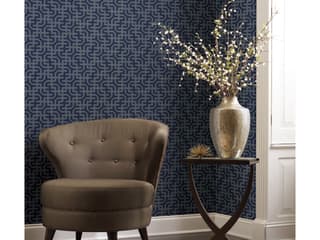 York Wallcoverings Ronald Redding Traveler Navy Dynastic Lattice Wallpaper