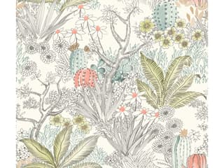 York Wallcoverings Outdoors In Grey Flowering Desert Wallpaper