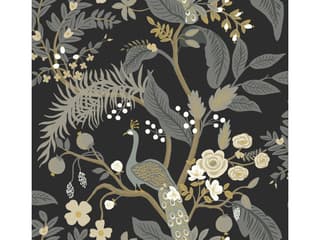 York Wallcoverings Black Peacock Wallpaper