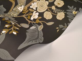 York Wallcoverings Black Peacock Wallpaper