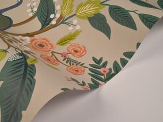 York Wallcoverings Linen Peacock Wallpaper