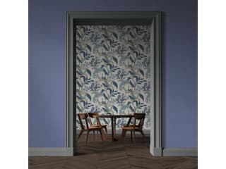 York Wallcoverings Blue / White Peacock Wallpaper