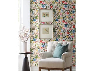 York Wallcoverings Rifle Paper Co. Second Edition White Red Strawberry Fields Wallpaper