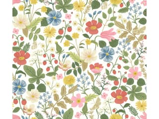 York Wallcoverings Rifle Paper Co. Second Edition White Red Strawberry Fields Wallpaper