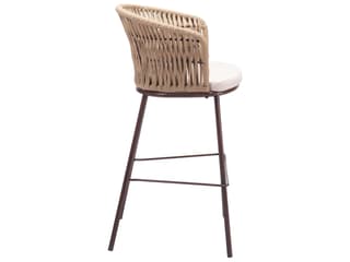 Zuo Outdoor Bar Natural Steel Cushion Side Stationary Stool Set of 2