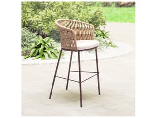 Zuo Outdoor Bar Natural Steel Cushion Side Stationary Stool Set of 2