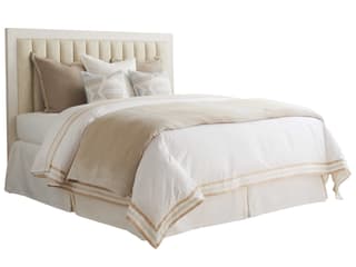 Cambria Channel Tufted California King Upholstered Headboard in Burnished Tan Leather