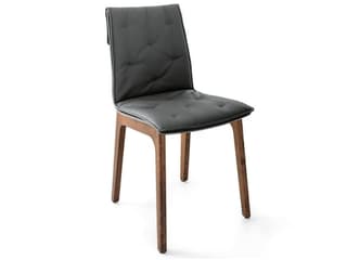 Alfa Upholstered Dining Side Chair with Walnut Frame and Anthracite Eco-Leather