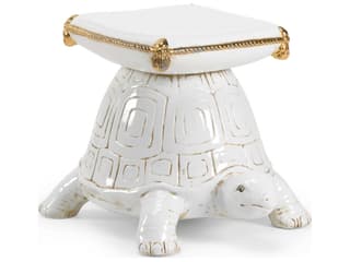 Chelsea House Antique White Metallic Gold Glaze Accent Stool