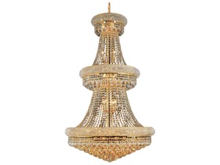 Primo 32-Light Gold Clear Crystal Empire Tiered Chandelier