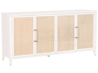 Essentials for Living Traditions Holland 71" Rubberwood Matte White Natural Brushed Brass Media Console