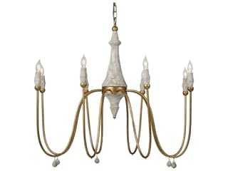 Gabby Clay 8-Light Vintage Gold With Distressed Ivory White Candelabra Chandelier