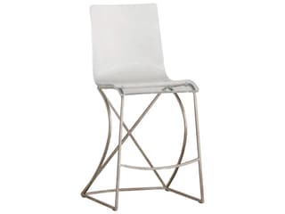 Johnson Counter Height Stool Antique Silver with Clear Acrylic Seat
