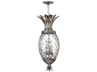 Plantation 4-Light Polished Antique Nickel Crystal Glass Pendant