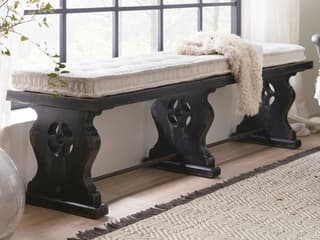 Hooker Furniture Ciao Bella Tuscan White Black Upholstered Accent Bench
