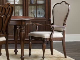 Hooker Furniture Leesburg Mahogany Wood Brown Upholstered Arm Dining Chair