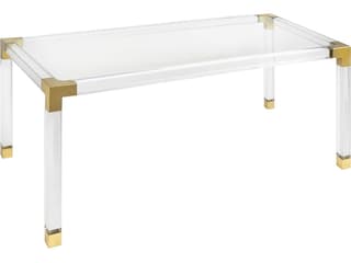 Jacques Rectangular Glass Clear Brass Dining Table