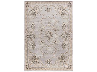Avalon Light Grey Machine-Woven Polypropylene Area Rug with Aubusson Design