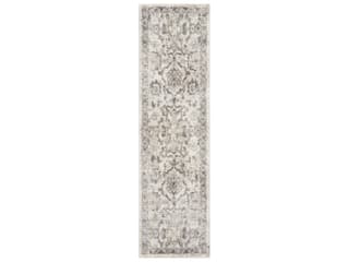 Hue Farrah Transitional Runner Area Rug in Ivory Polypropylene