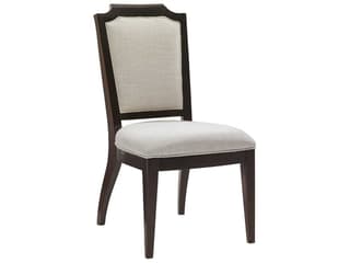 Kensington Place Upholstered Dining Side Chair in Soft Ivory Fabric and Brentwood Finish
