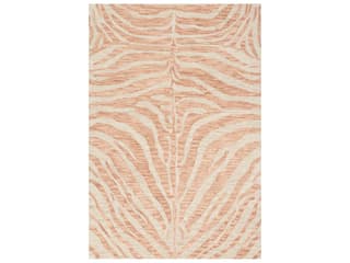 Masai Animal Print Hand-Hooked Wool Area Rug in Blush and Ivory