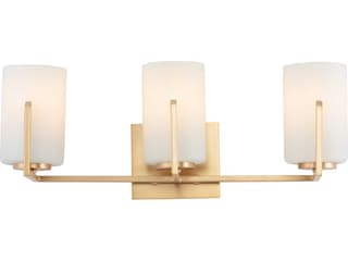 Dart 3-Light Bath Vanity Light in Satin Brass with Satin White Glass