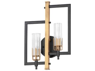 Maxim Lighting Flambeau 2-Light Black Antique Brass Glass Wall Sconce