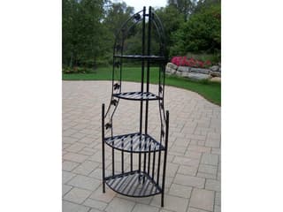 Oakland Living Wrought Iron Corner Shelf Plant Stand in Black