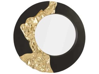 Phillips Collection Black / Gold Round Wall Mirror
