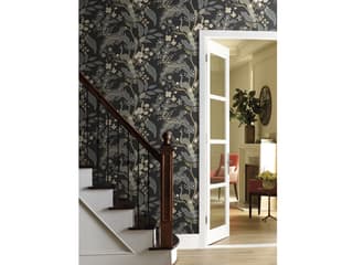 York Wallcoverings Black Peacock Wallpaper