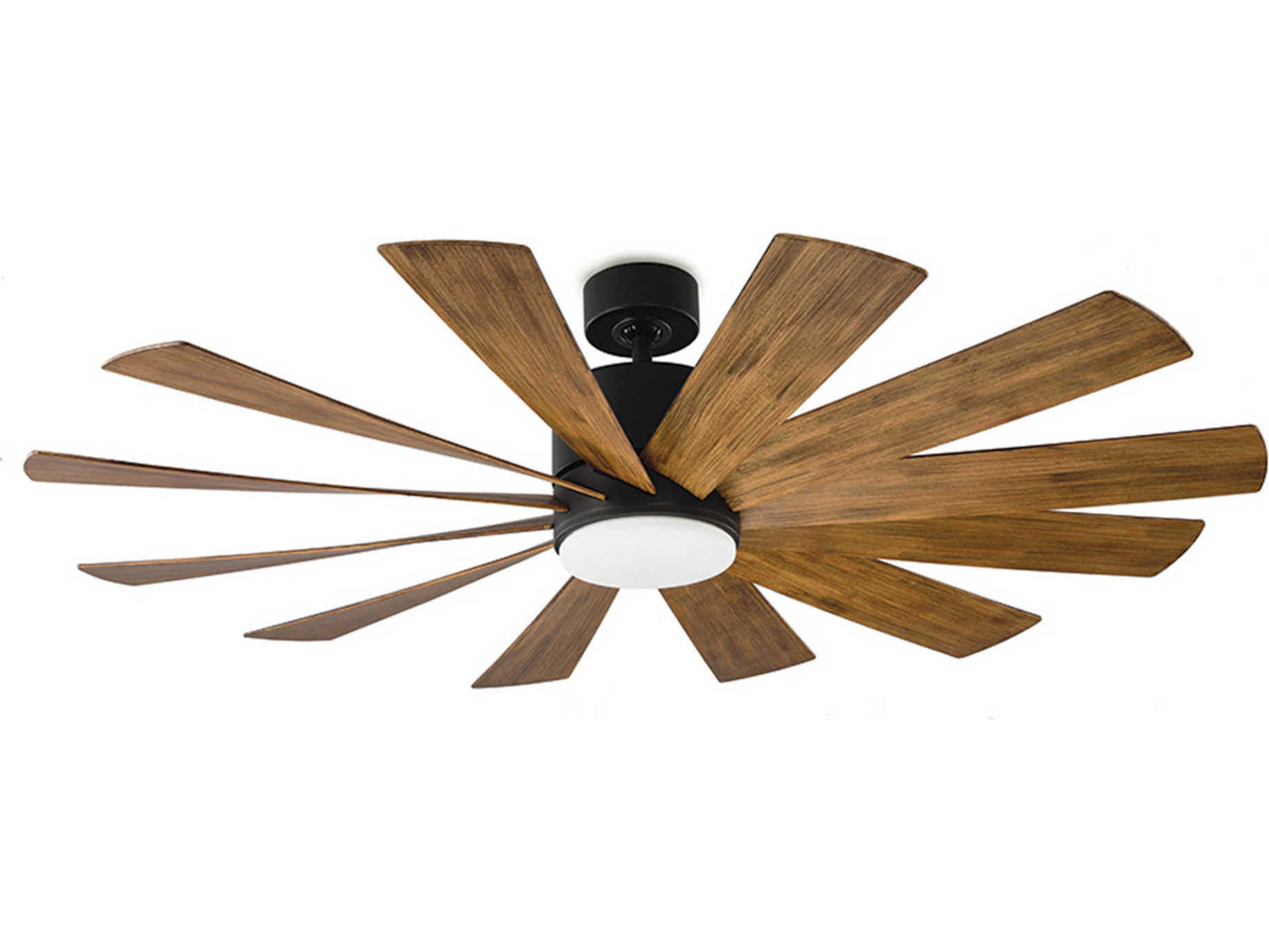 Windflower Ceiling Fan 60 Inch Matte Black and Distressed Koa