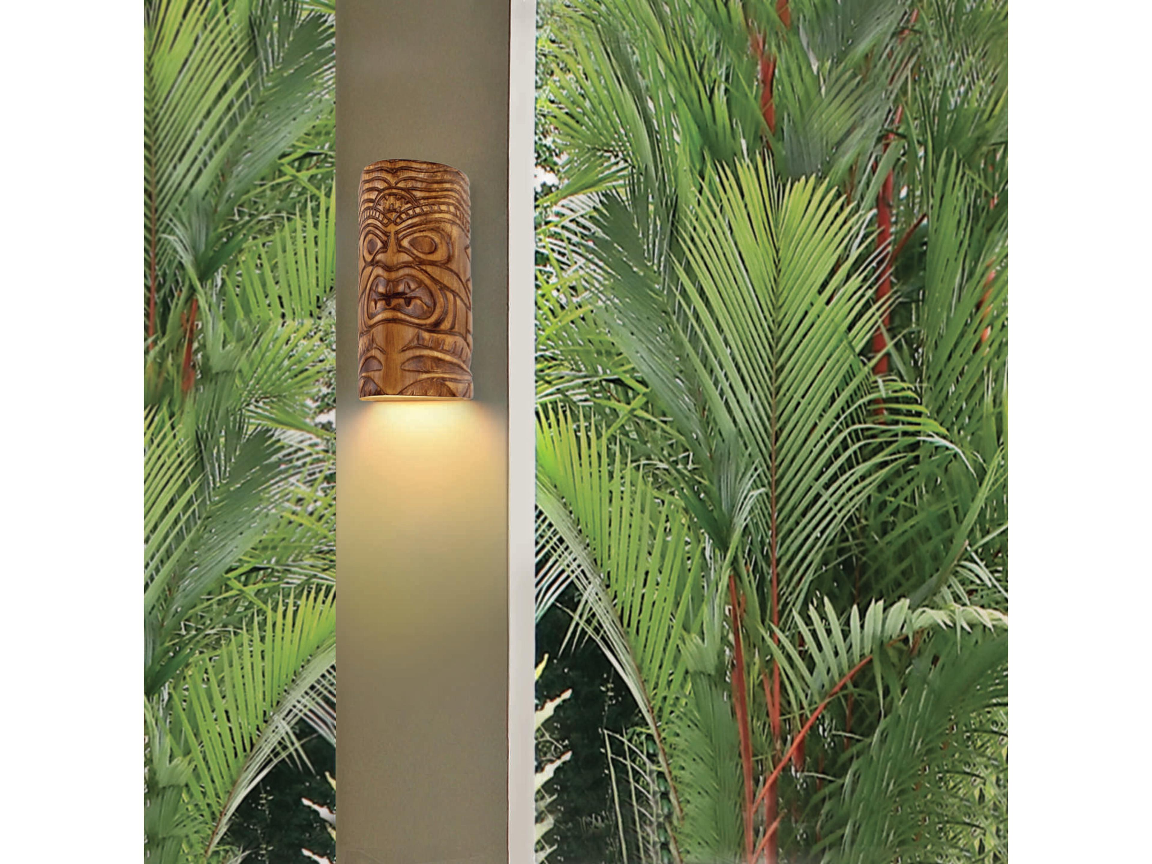 A19 Tiki 1-Light Amber Palm Brown Wall Sconce