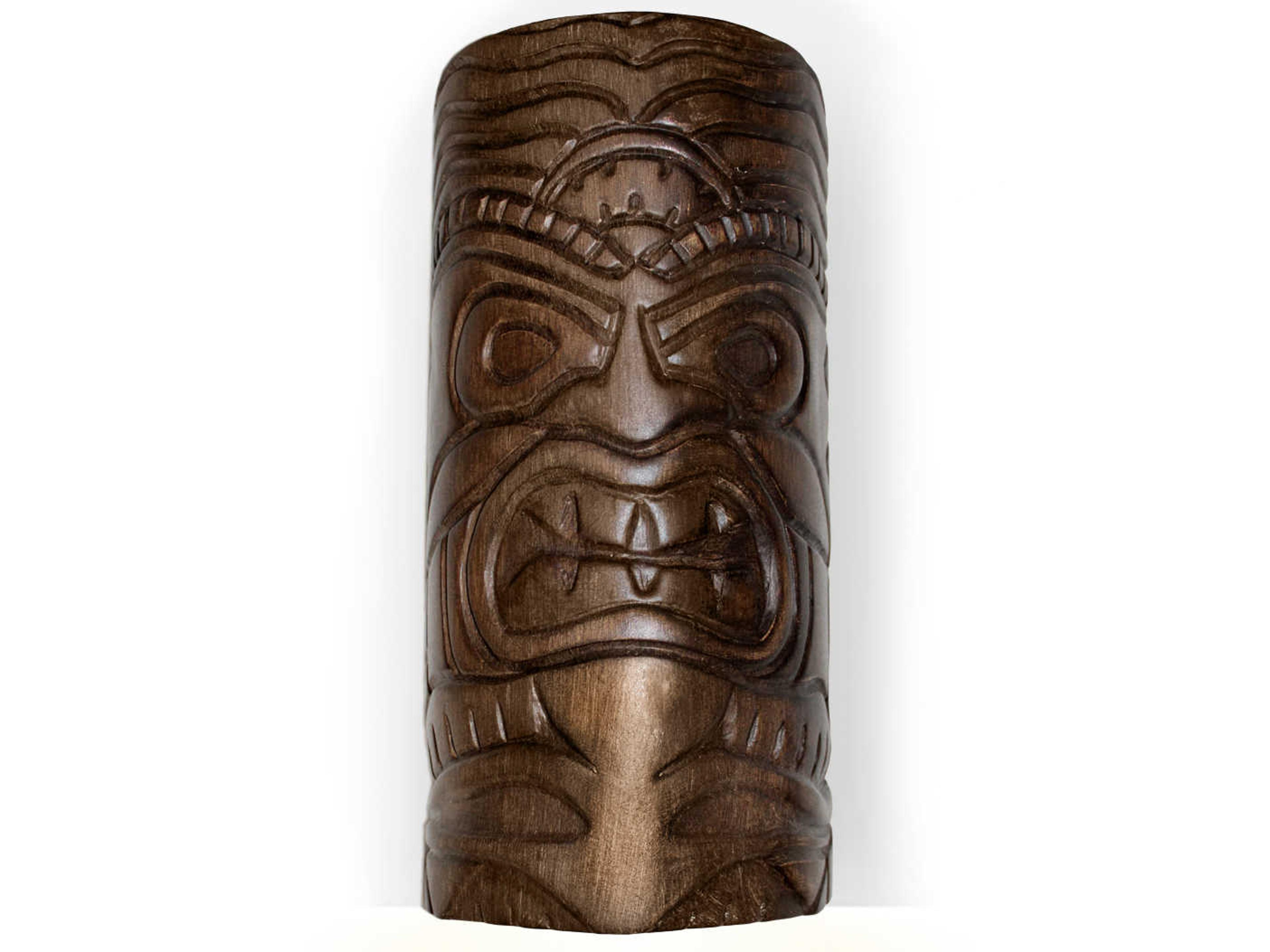 Tiki 1-Light Dark Teak Brown Wall Sconce