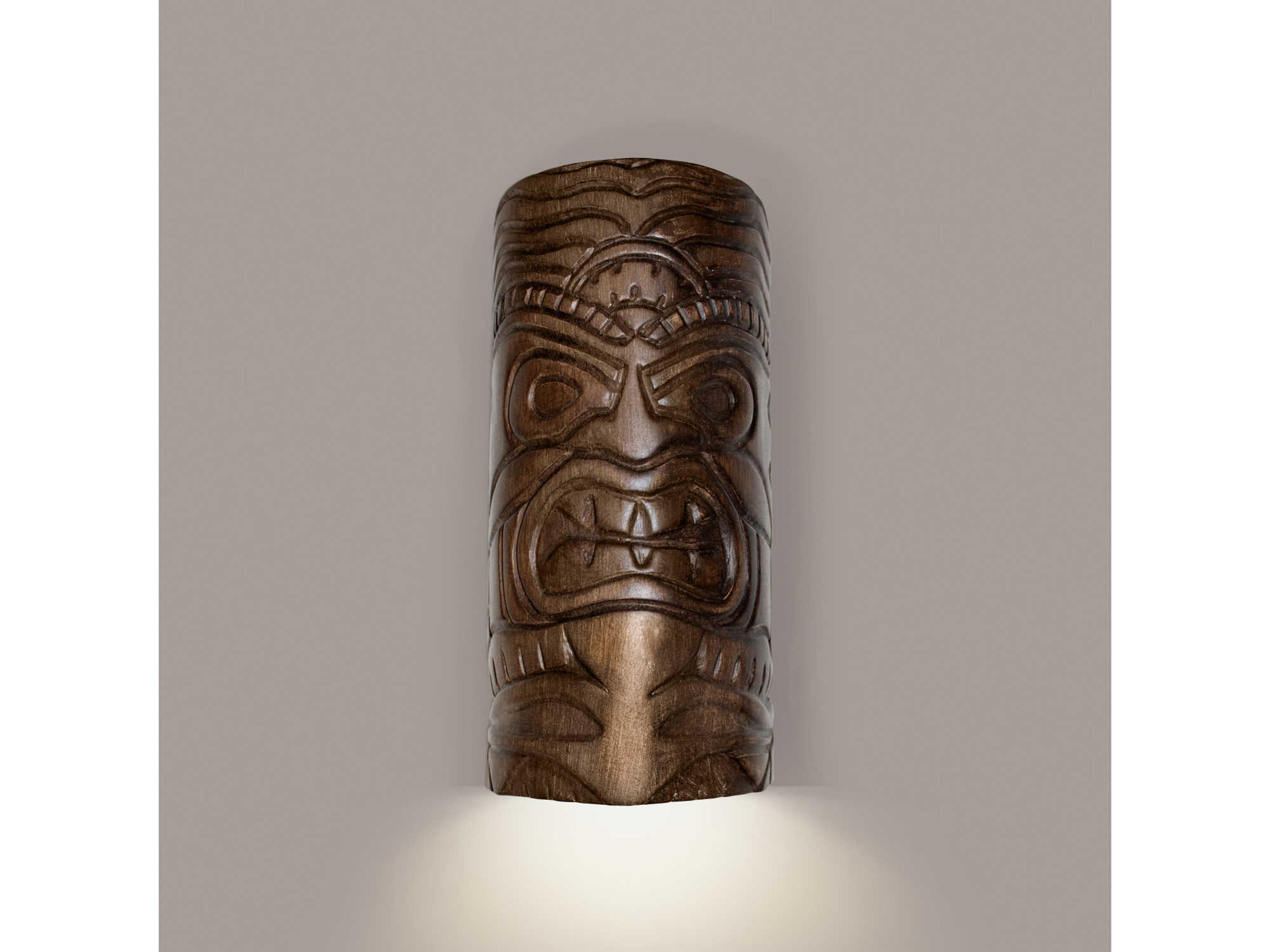 A19 Tiki 1-Light Dark Teak Brown Wall Sconce