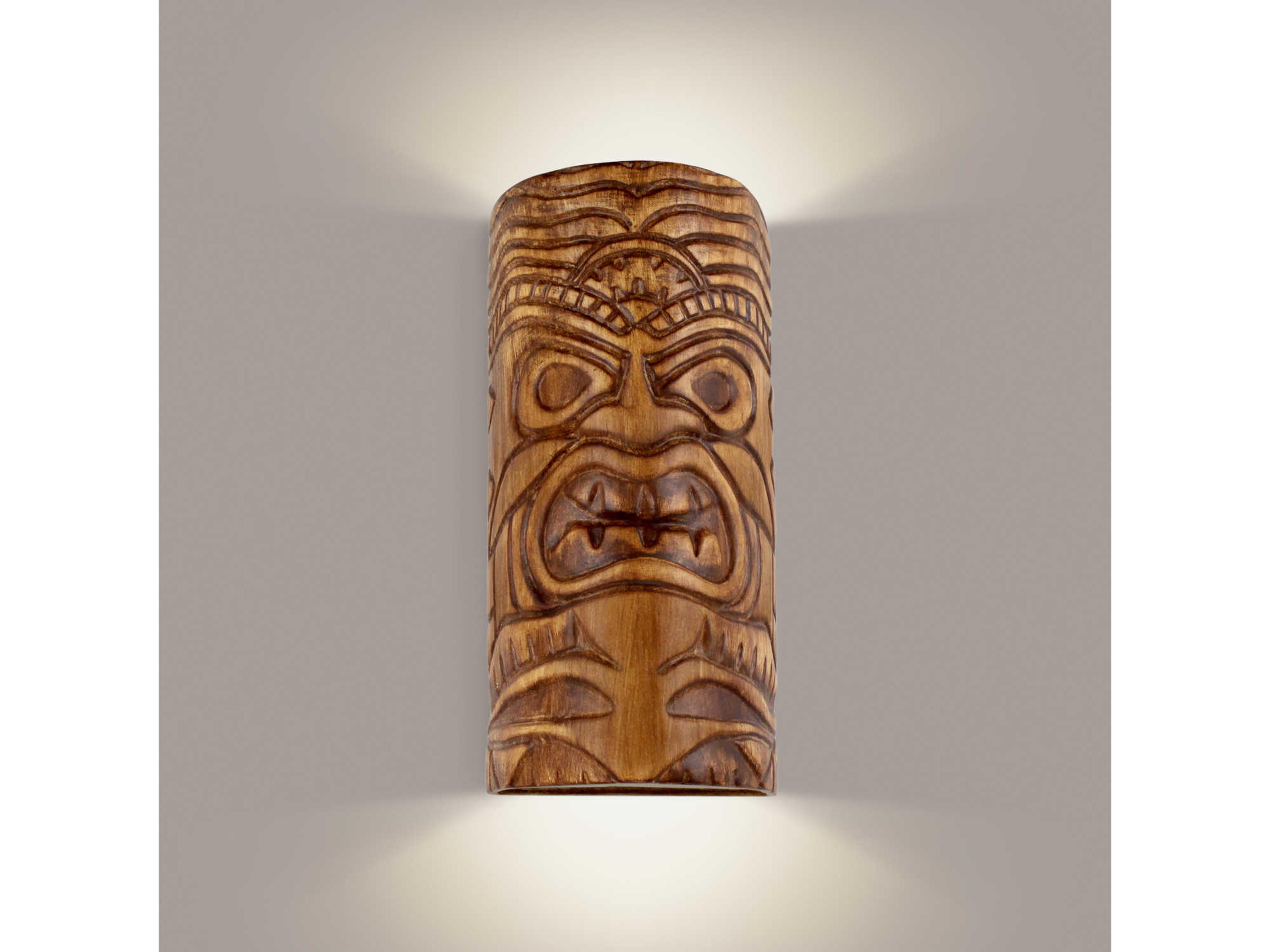 A19 Tiki 1-Light Amber Palm Brown Wall Sconce