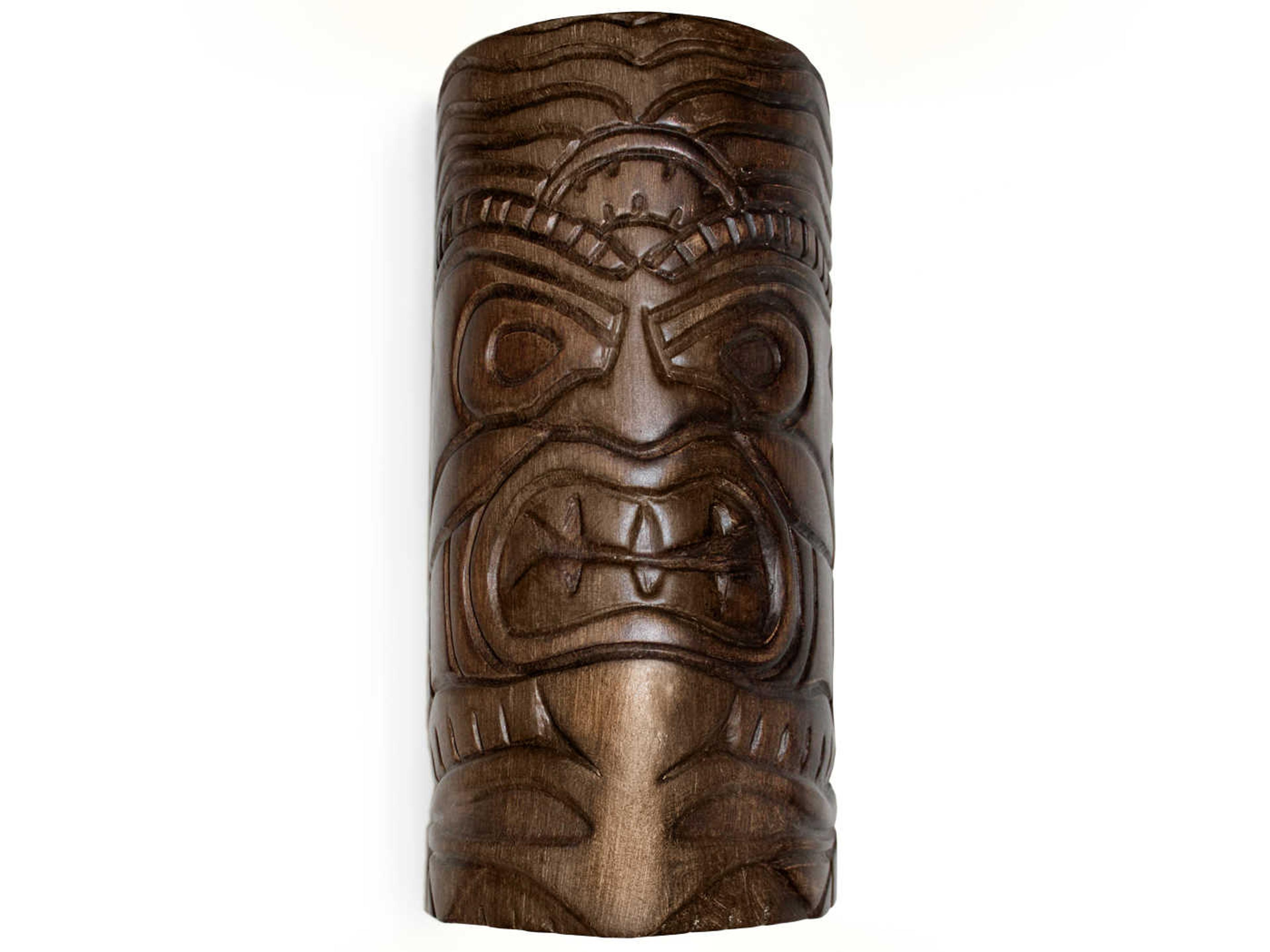 Tiki 1-Light Dark Teak Brown Wall Sconce
