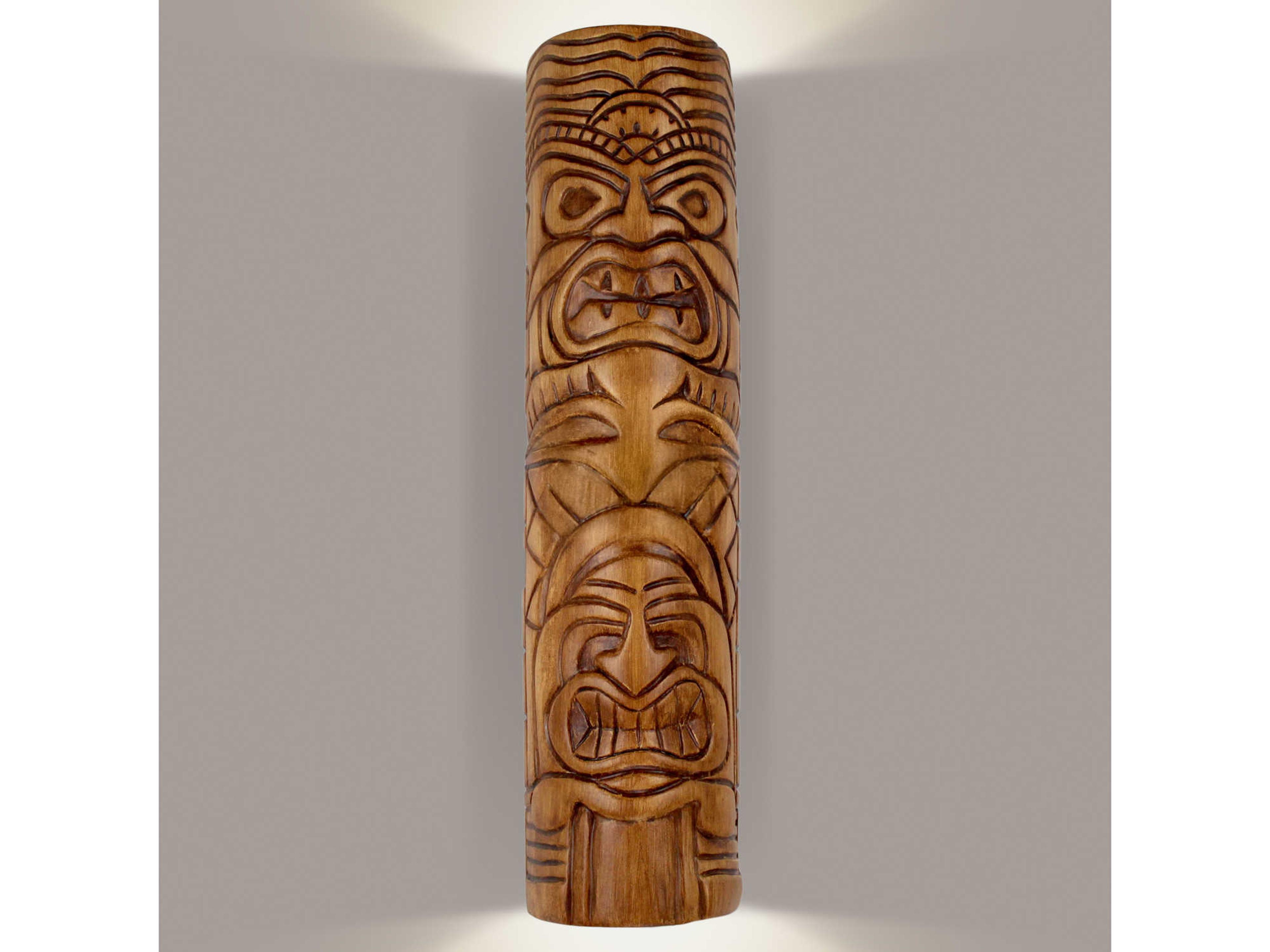 A19 Tiki Amber Palm Brown Wall Sconce