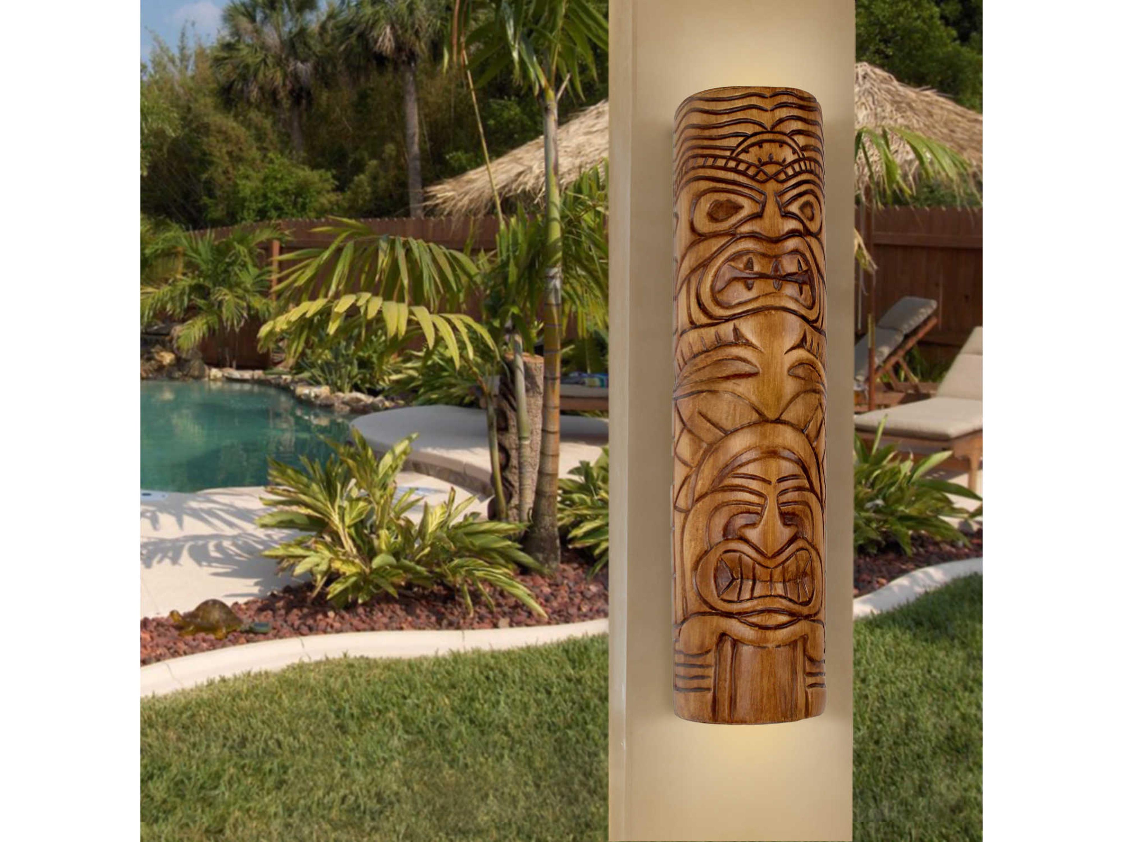 A19 Tiki Amber Palm Brown Wall Sconce