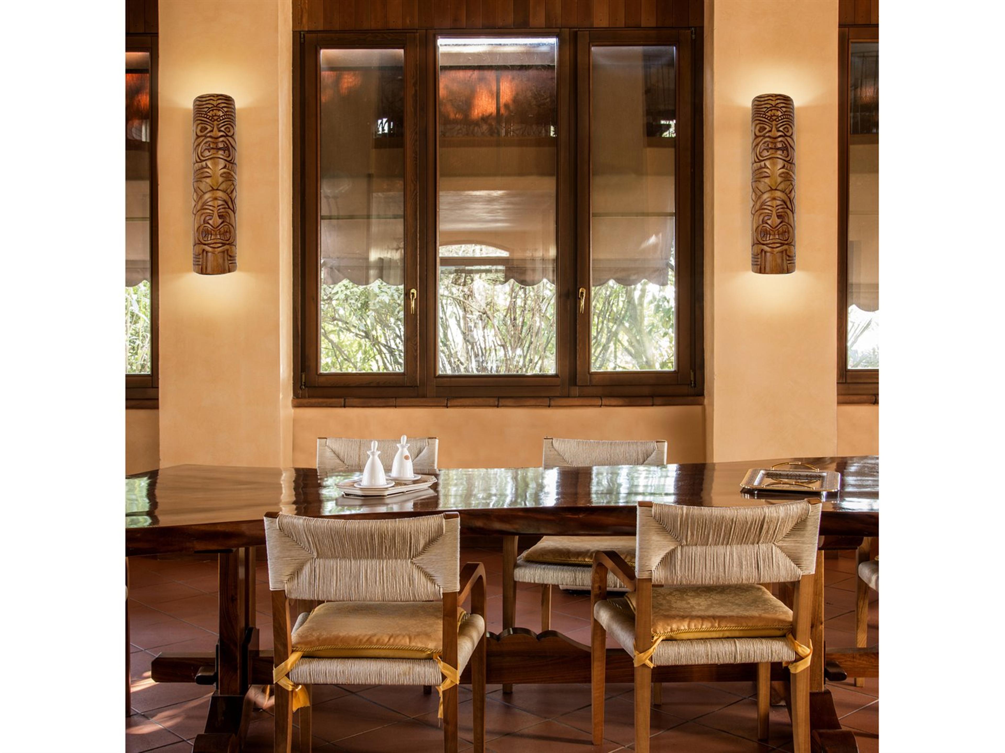 A19 Tiki Amber Palm Brown Wall Sconce