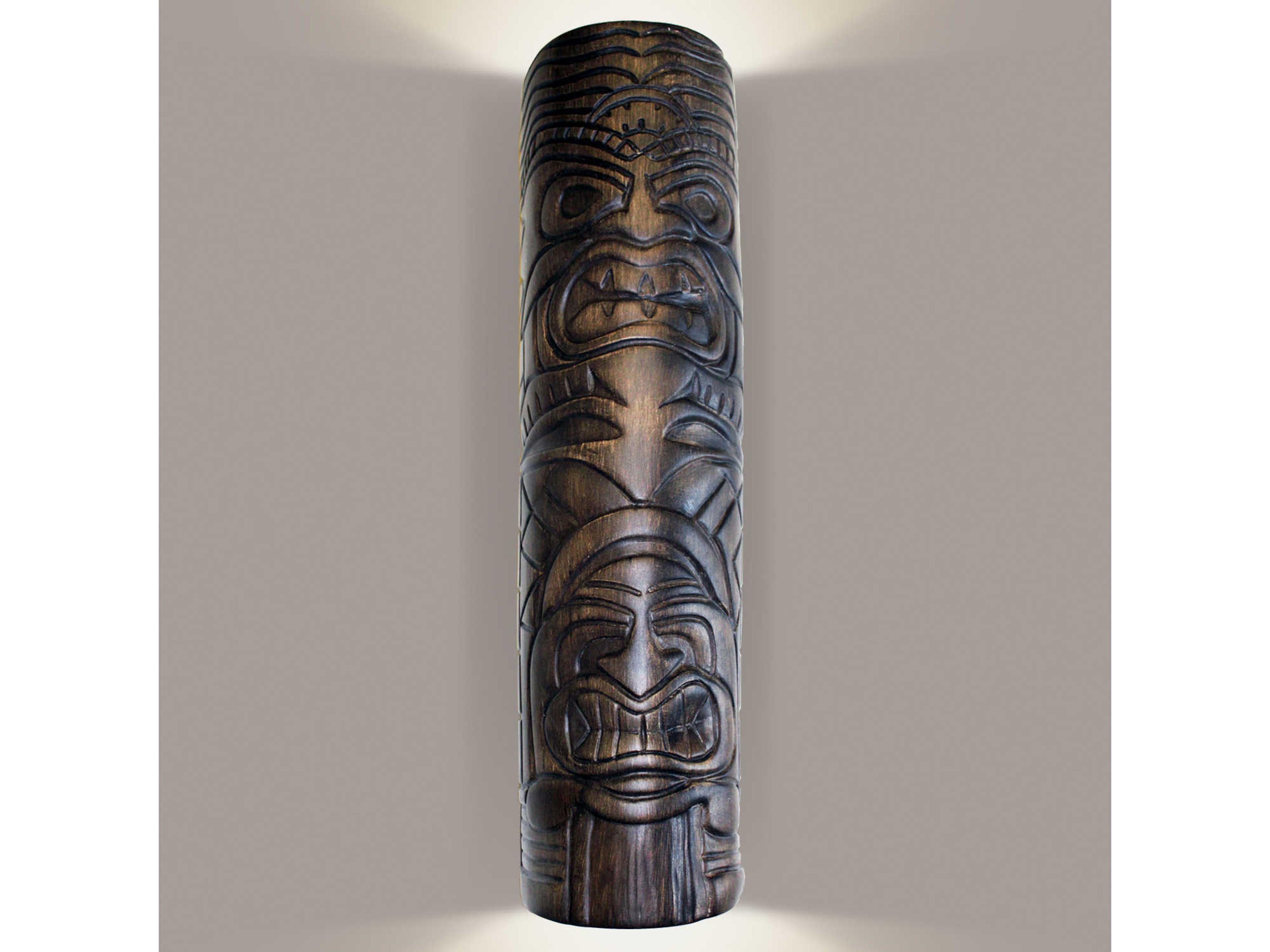 A19 Tiki Dark Teak Brown Wall Sconce