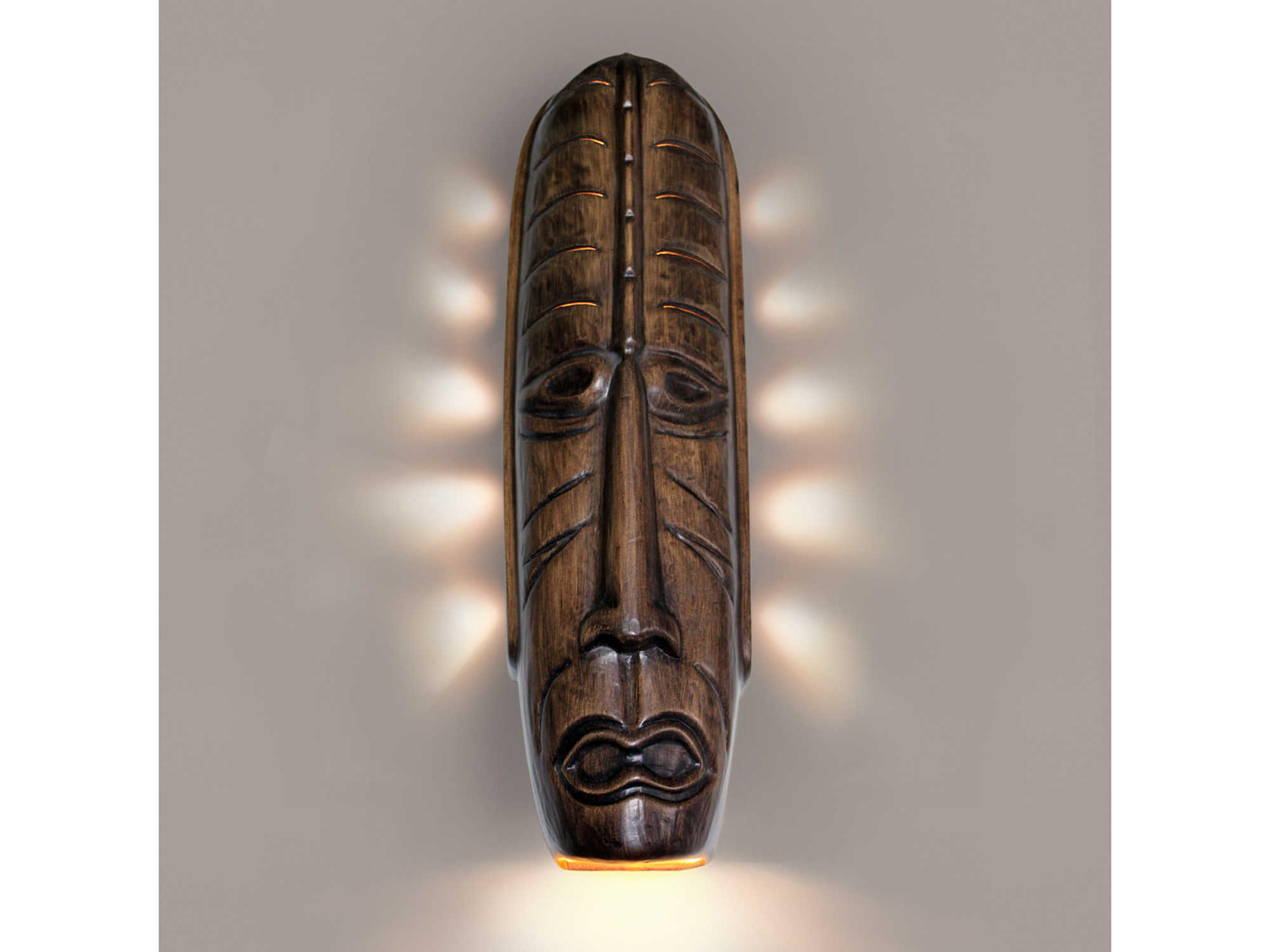 A19 Tribal 1-Light Dark Teak Brown Wall Sconce