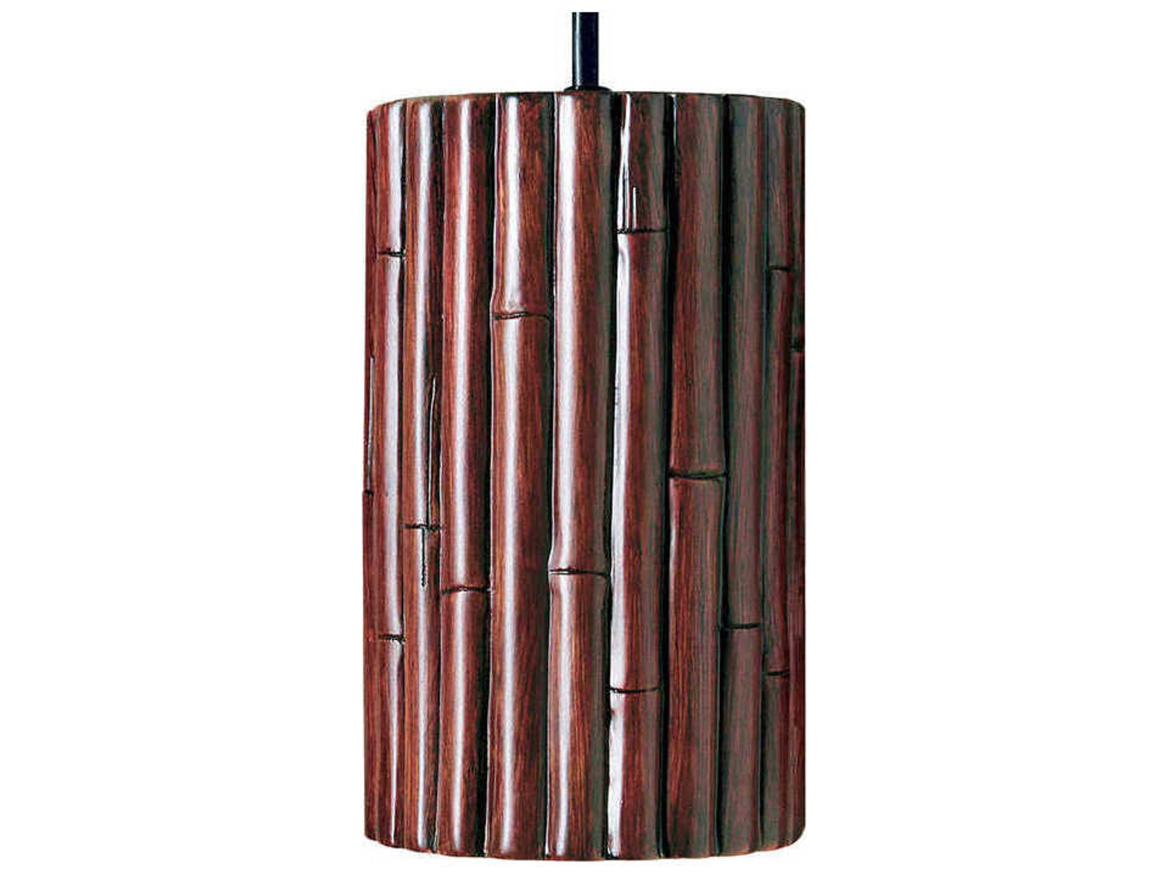 Bamboo 1-Light Cinnamon Brown Cylinder Mini Pendant