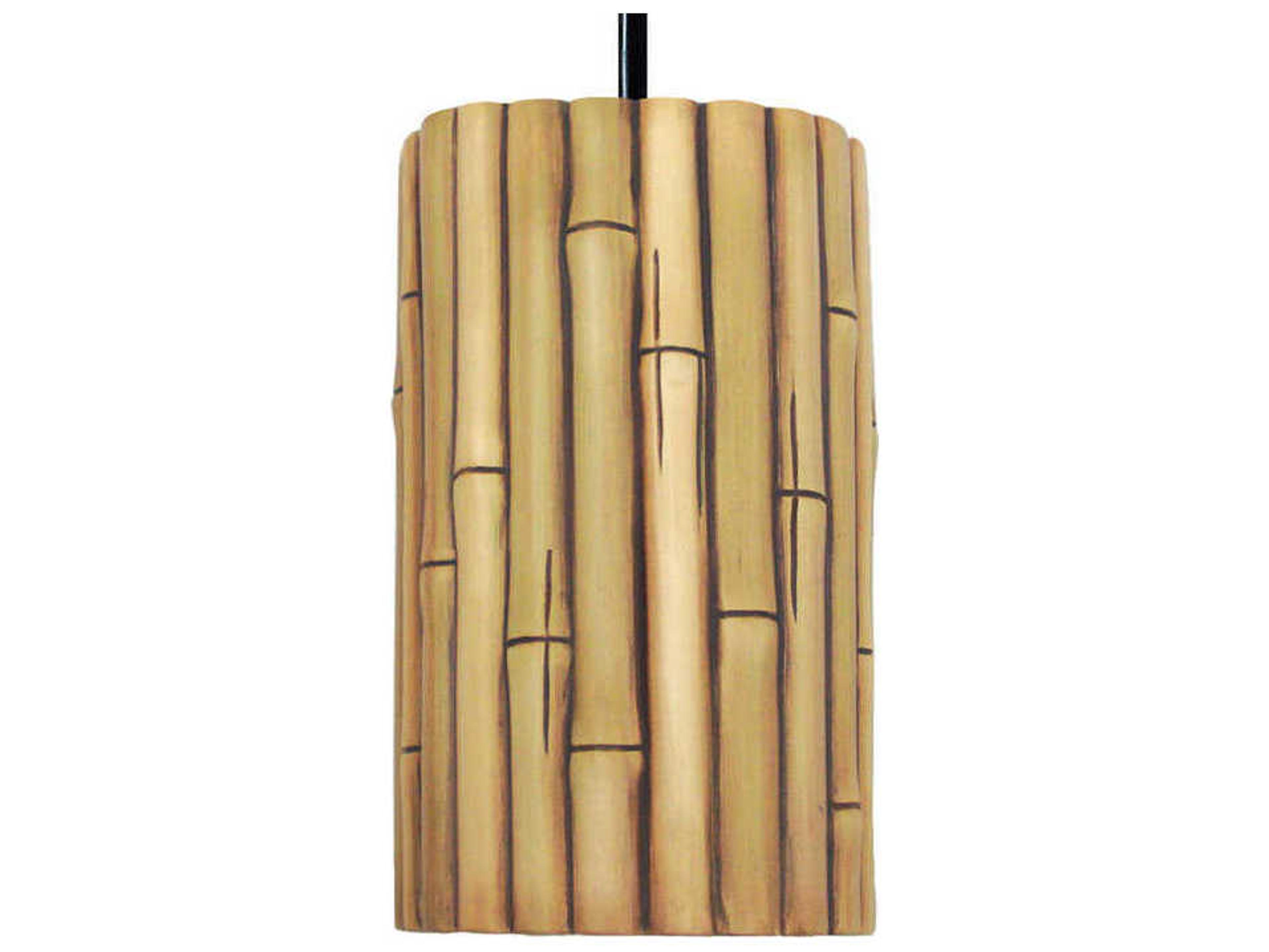Bamboo 1-Light Natural Brown Cylinder Mini Pendant
