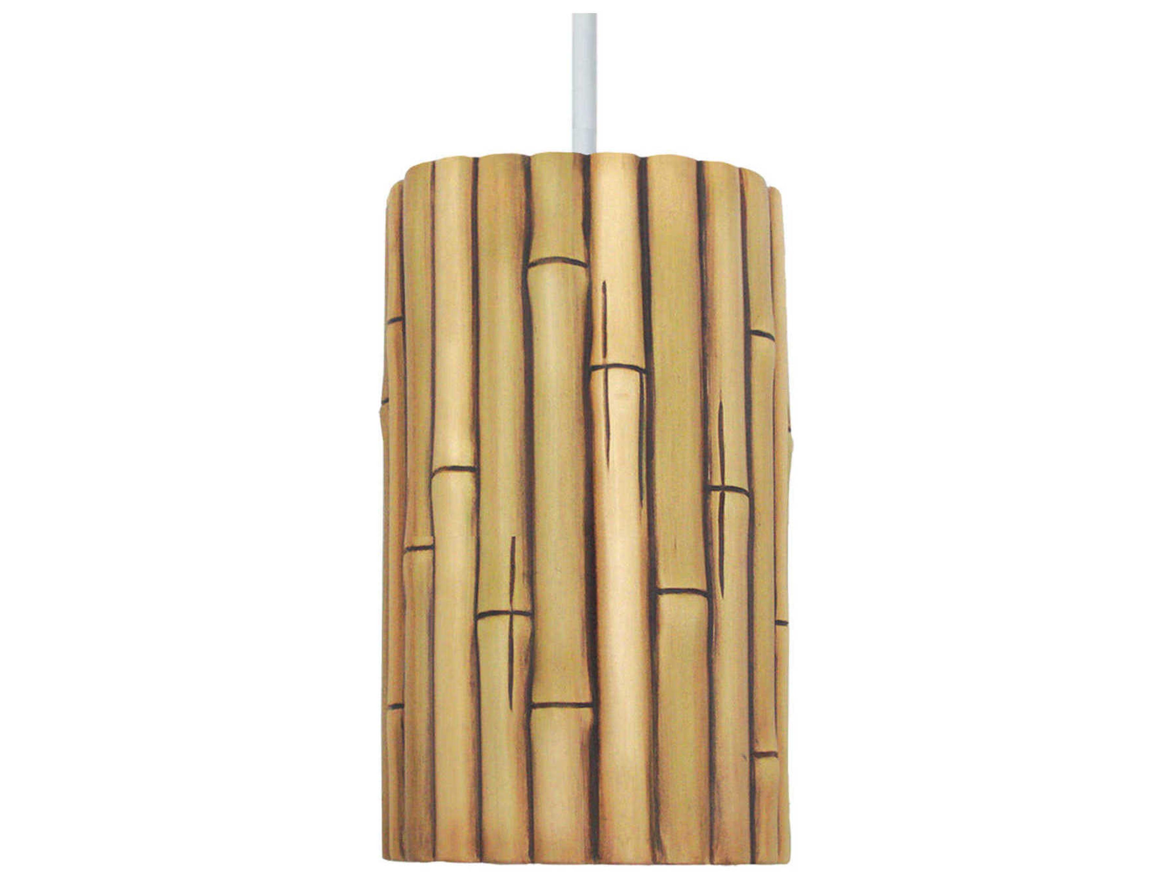 A19 Bamboo 1-Light Natural Brown Cylinder Mini Pendant