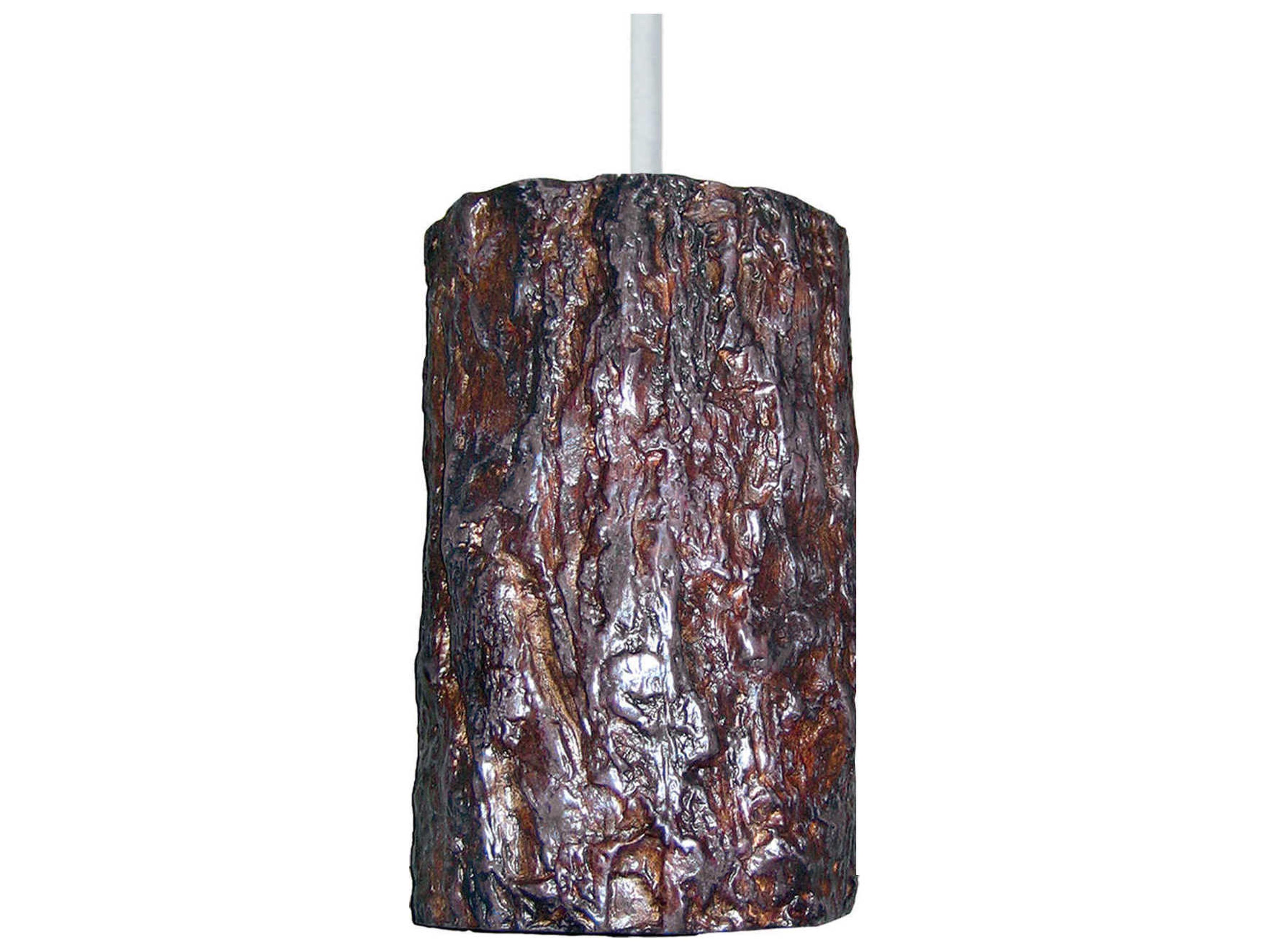 A19 Bark 1-Light Bark Brown Cylinder Mini Pendant